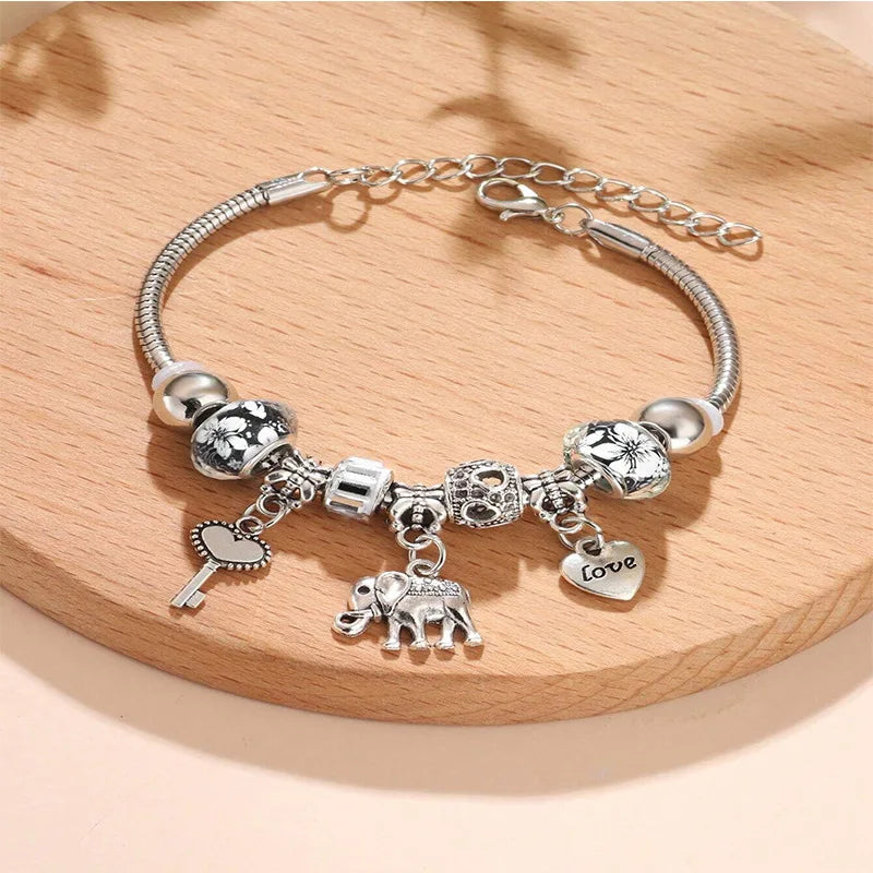 Stainless Steel Multi Charm Bracelet