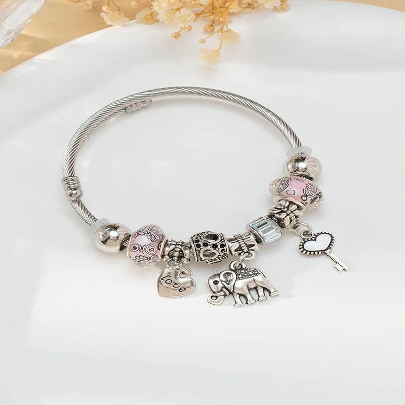 Stainless Steel Multi Charm Bracelet