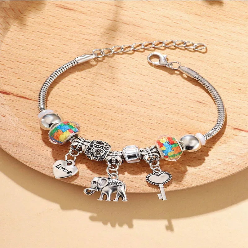 Stainless Steel Multi Charm Bracelet