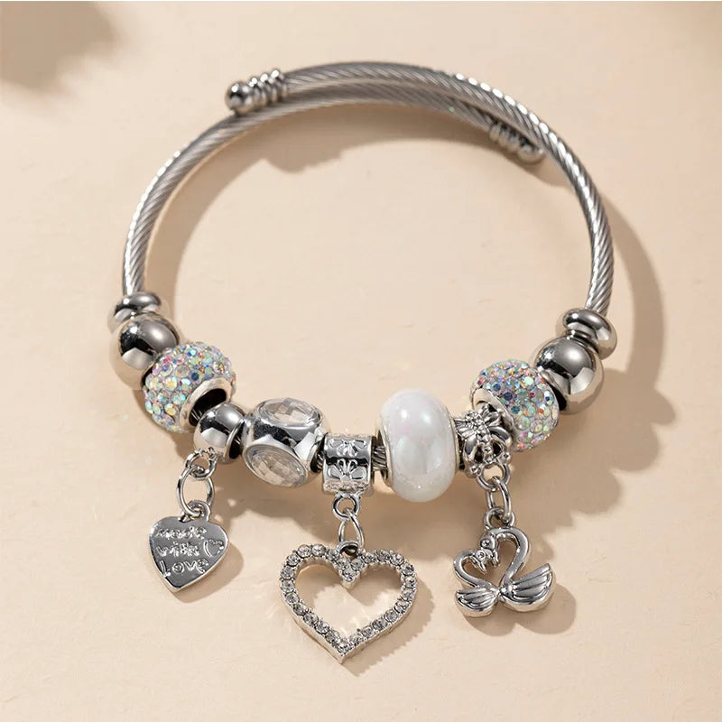 Stainless Steel Multi Charm Bracelet