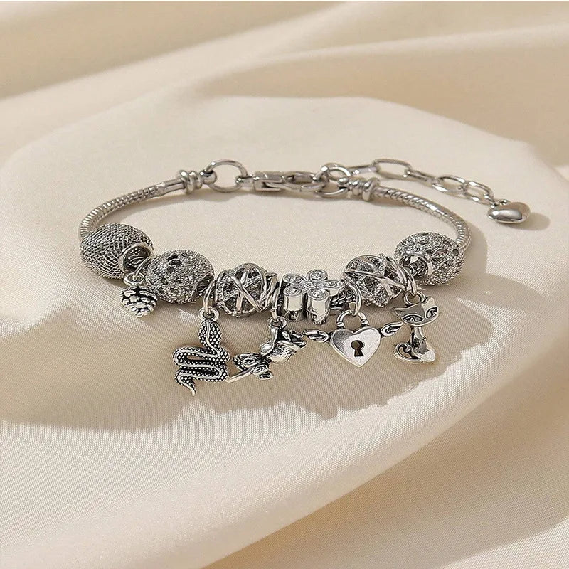 Stainless Steel Multi Charm Bracelet