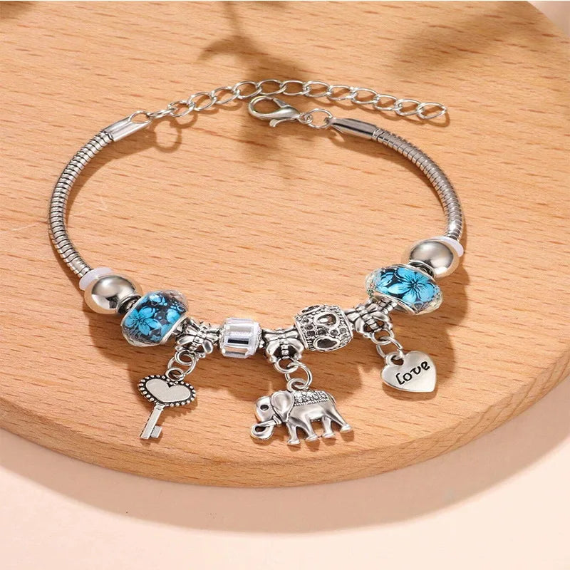 Stainless Steel Multi Charm Bracelet
