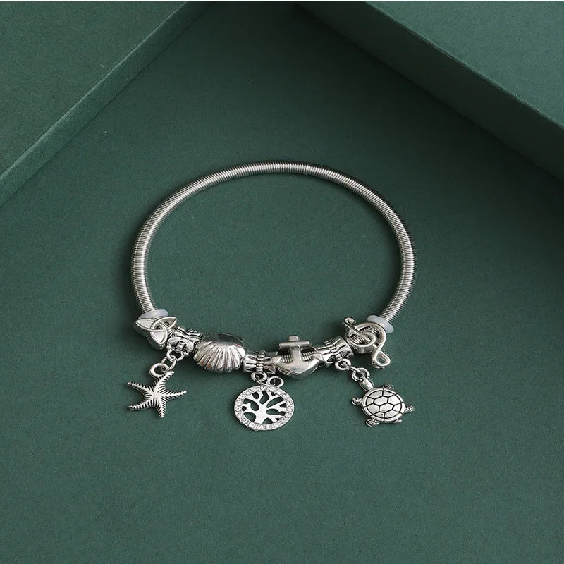 Stainless Steel Multi Charm Bracelet