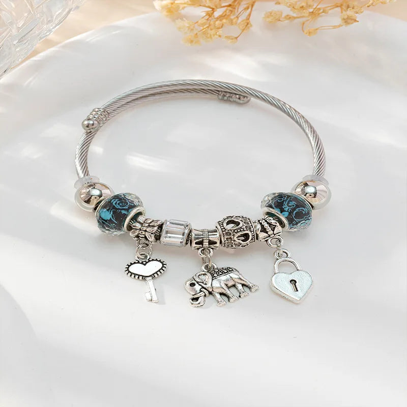 Stainless Steel Multi Charm Bracelet