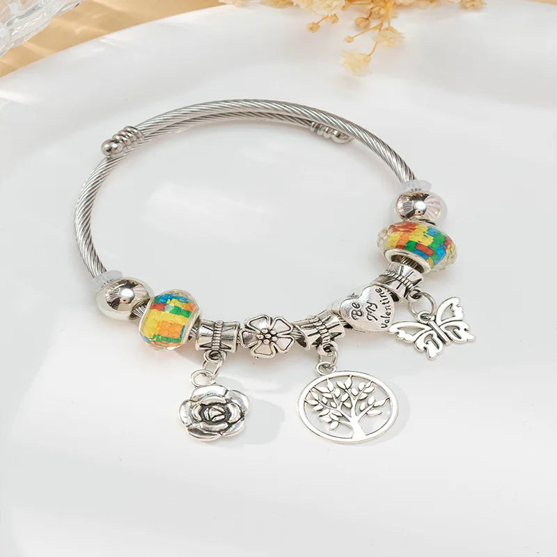 Stainless Steel Multi Charm Bracelet