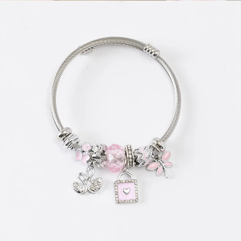 Stainless Steel Multi Charm Bracelet