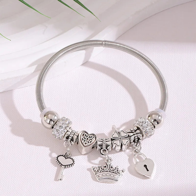 Stainless Steel Multi Charm Bracelet