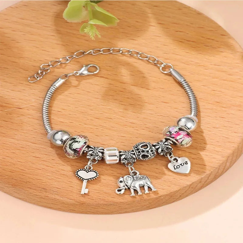 Stainless Steel Multi Charm Bracelet