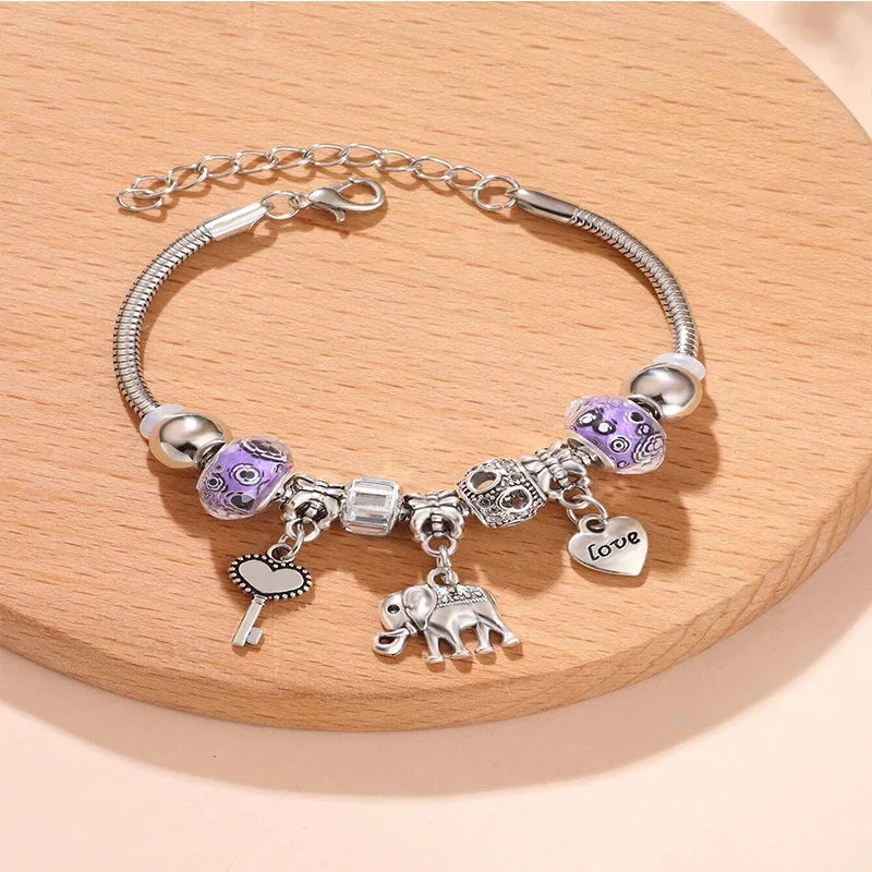 Stainless Steel Multi Charm Bracelet
