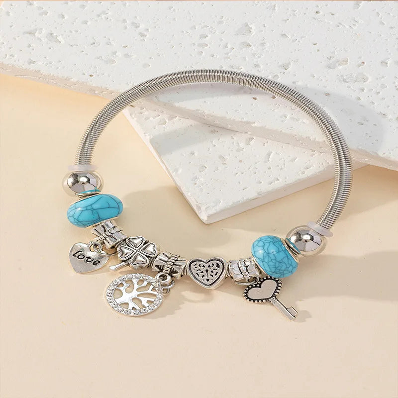 Stainless Steel Multi Charm Bracelet