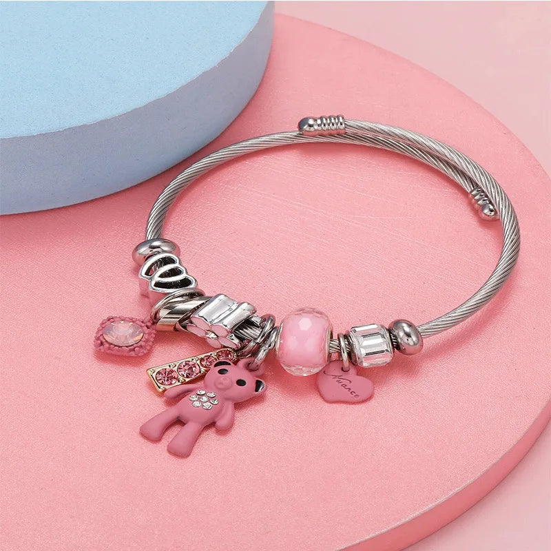 Stainless Steel Multi Charm Bracelet